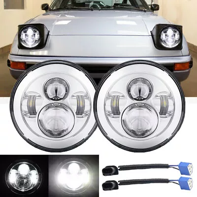 7 Inch Round Chrome LED Headlight Hi/Lo Beam For Honda Jeep Kenworth Nissan Ford • $51.50