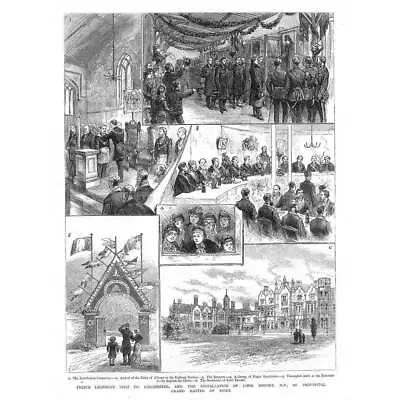 Prince Leopold Visit To Colchester Lord Brook Grand Master Essex -Old Print 1883 • £13.99