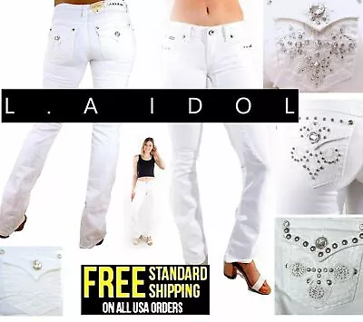 La Idol Bootcut Jeans Womens White Denim Jean Stretch Boot Cut Leg Lot-New • $39.99