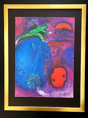 Marc Chagall + 1977 Beautiful Signed Print Framed + Buy It Now!! • $179