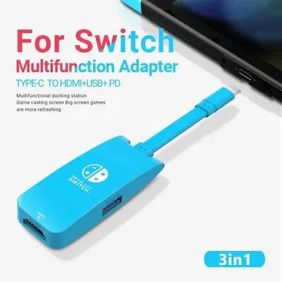 3-in-1 Type-C Hub Adapter For Nintendo Switch OLED USB-C To USB HDMI & USB-C PD • $17.87