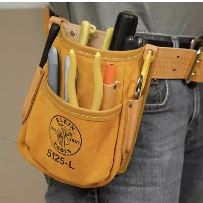 KLEIN TOOLS Electrician Leather Multi Tool Belt (5 Pocket) Pouch Bag (NEW) • $69.12