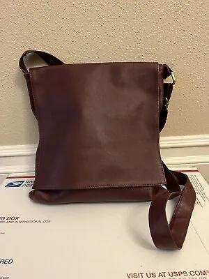 VTG Vera Pelle Soft Leather Shoulder Crossbody Messenger Maroon Made In Italy • $39.99