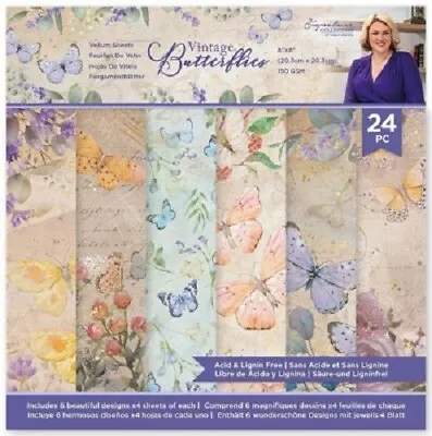 CRAFTERS COMPANION Vintage Butterflies ACRYLIC STAMPS Vellum Sheets S-VBUT- • £9.07