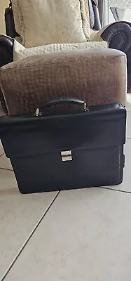 Auth MontBlanc Black Leather Briefcase With Code Lock Portfolio With Paper Nice • $495