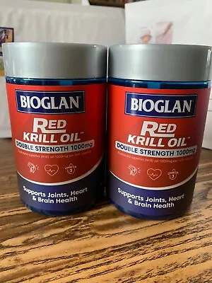 2x Bioglan Red Krill Oil Double Strength 1000 Mg Brain Eye Health 60 Capsules • $69.79