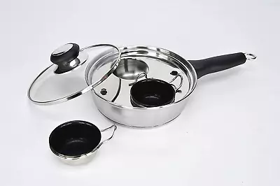 2 Cups Egg Poacher Pan - Stainless Steel Poached Egg Cooker – Perfect Poached Eg • £34.18