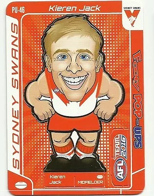 2016 Afl Teamcoach Footy Pop Up Sydney Swans Kieren Jack Pu46 Ups Card • $1