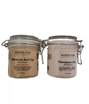 2 MAJESTIC PURE Facial Mud Mask Moroccan Red Clay & Himalayan Clay 10 Oz Sealed • $19.99
