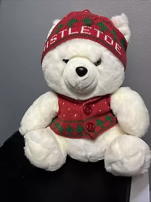 VINTAGE 1987  MARSHALL FIELDS MISTLETOE WHITE TEDDY BEAR PLUSH  17  In Bag • $31.95