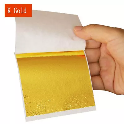 100 Sheets Foil Leaf Paper Imitation Gold Silver Copper Leaf Gilding Craft Art. • $2.39