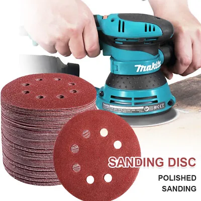 £9.99 • Buy 200x 125mm Sanding Discs 40 60 80 120 240 Grit 8 Hole 5  Sander Orbital Pads UK