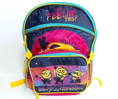 Despicable Me Minions Bust A Minion School Backpack And Lunch Box Set Pink 16   • $16.20