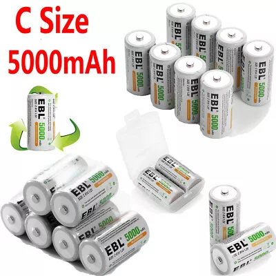 EBL Lot C Size NI-MH Rechargeable Batteries R14 1.2V C Cell Battery +Box • $9.99