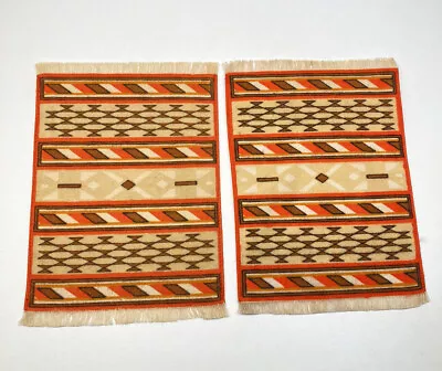 Vintage Tomy Dollhouse Carpet Living Room Rug #22 Native Southern Orange Atztec • $25