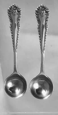 Pair Of Solid Silver Edwardian Salt Spoons 1907 • £40