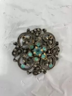 Vintage Unbranded Brooch Marcasite Blue Stones Pin Costume Jewelry • $9.99