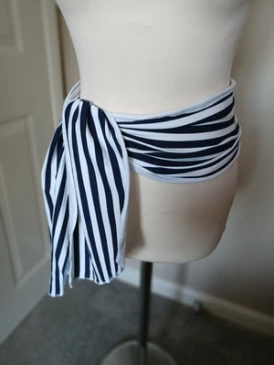 £4.25 • Buy PIRATE -ZORRO - DRACULA SASH HAT TIE Navy Blue And WHITE Stripe Fancy DRESS