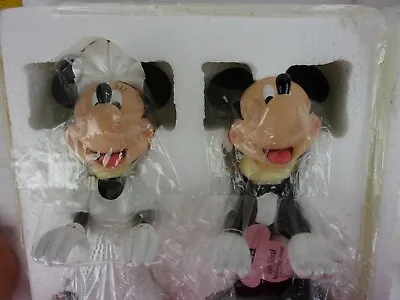 Mickey Mouse Minnie Mouse Ceramic Wedding Bobble Magnetic Noses MIB Figurines • $38.95