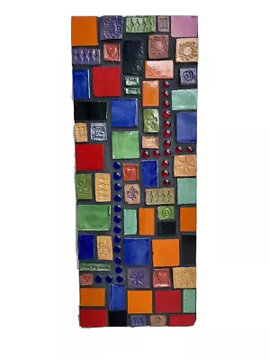 Ceramic Tile Wall Art Mosaic Panel Mixed Media Gustav Klimt Style 24 X9  Signed • $89