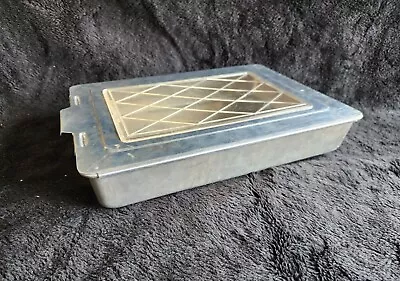 Vtg Aluminum Cake Pan With Sliding Lattice Window Lid Cover 9 X 13 X 2 • $17.97