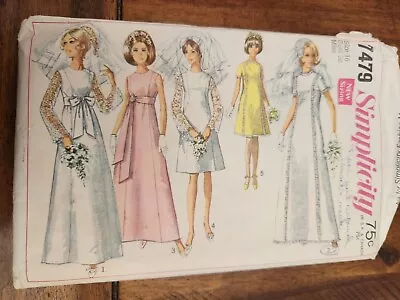 Vintage Simplicity Printed Pattern 7479 Home Sewing Wedding 1967 Size 16 Bust 38 • $10.96