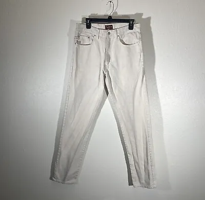 Vintage Pepe London Pants Mens 33x34 White Denim Jeans Distressed Made In USA • $16.95