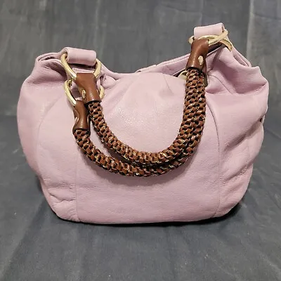 Elliott Lucca Hobo Handbag Cow Leather Double Chain Handles Lilac  • $29.99