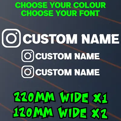 Instagram X3 Sticker Custom Name Car Decal Window Personalised Font Colour Vinyl • $7.50