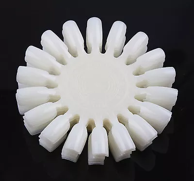 30pcs Manicure Ivory Round False Nail Art Tips Polish UV Practice Display Wheel • $9.51