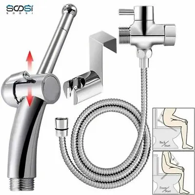 New Douche Spray Bidet Toilet Kit Shower Muslim Shataf G7/8 T-adapter Set Chrome • $37.95