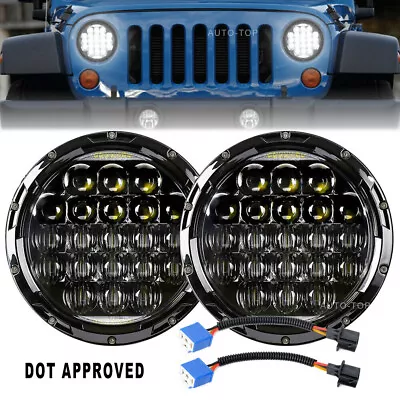 $69.99 • Buy For Jeep Wrangler JK TJ LJ CJ 7Inch Round LED Headlights Hi/Lo Beam W/DRL - Pair
