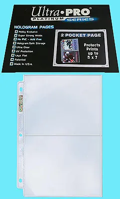 50 ULTRA PRO PLATINUM 2-POCKET Pages Sheets Protector Photo Print Postcard 5x7 • $18.49