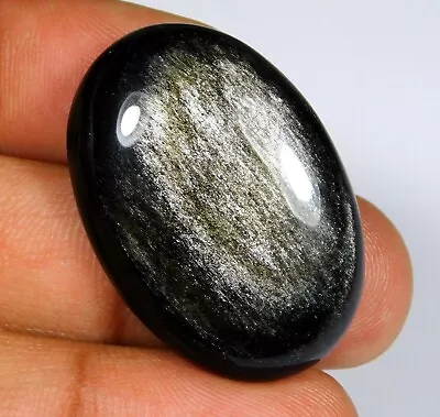 Natural Silver Sheen Obsidian Oval Cabochon Hand-polished Gemstone 38.ct Uz=328 • $7.61