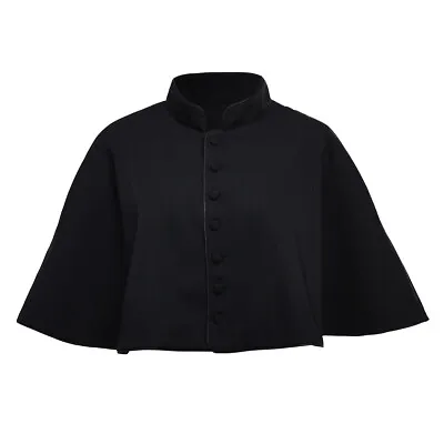 Roman Cassock Robe Cape For Liturgical Vestments Cappa Clergyman Black Mozzetta • $29.99