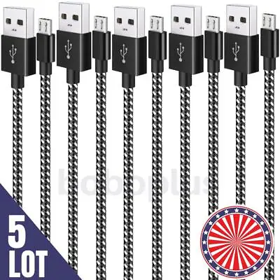 5X Bulk Lot Micro USB Cable 3/6/10Ft Fast Charger For Samsung Android Charging • $13.56