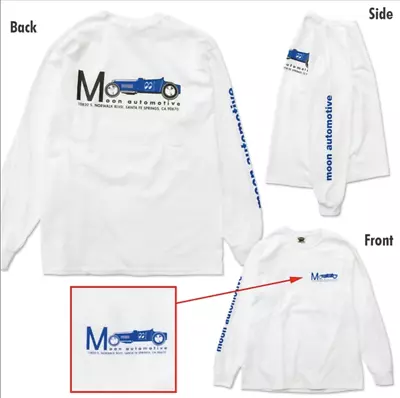 Men's Mooneyes Moon Automotive Blue Roadster White Long Sleeve T-Shirt MQTL162WH • $39.99
