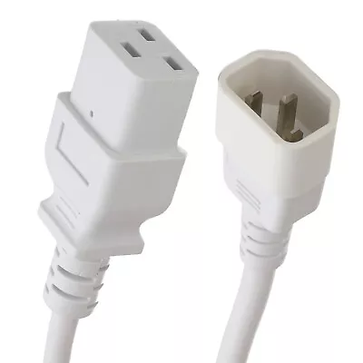 IEC C14 10A Kettle Plug To C19 16A 3 Pin UPS Power Cable Converter Lead 3m White • £10.18