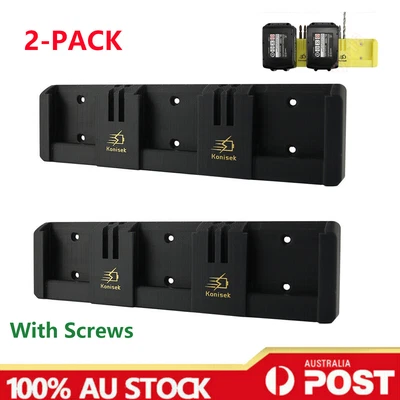 $19.98 • Buy 2x For Makita Battery Holder 18V Mount Bracket Shelf Slots Rack Stand Hanger