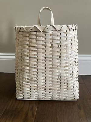 Handwoven Wall Basket Tall Large French Country Cottage Farmhouse White Wash • $24.99