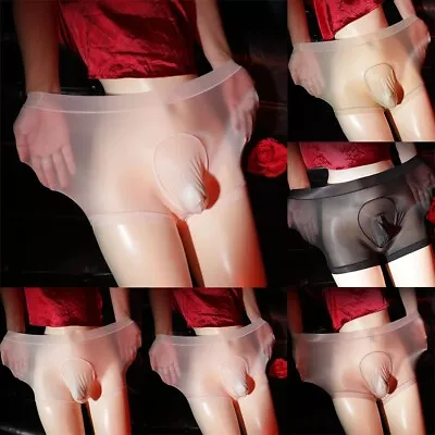 £9.22 • Buy Men Sheer See Through/Boxer Pouch Briefs Mesh Underwear Shorts Trunks Underpants