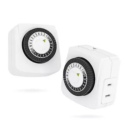 BN-LINK Indoor Timers Plug Mechanical 2 Prong 24-Hour Mini Lamp Timers 2 Pack • $8.99