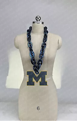 New U Of Michigan Wolverines Jumbo Navy Big Fan Chain Necklace Foam MI USA • $25.97