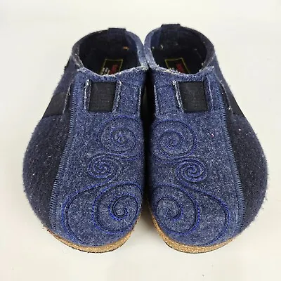 Haflinger Grizzly Magic Swirl Wool Blue Slip On Clog Shoe Womens Size 36 US 5 • $44.99
