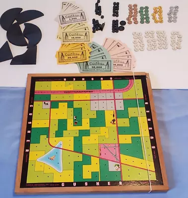 Vintage 1940’s GUSHER Oil Drilling Board Game & Parts W/ “Win At A Million” Box • $179.94