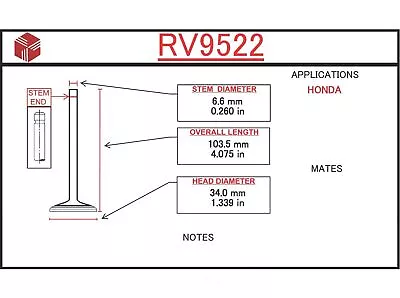 Engine Intake Valve-Eng Code: H23A1 ITM RV9522 Fits 1992 Honda Prelude 2.3L-L4 • $15.52