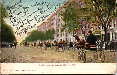 Vintage Postcard Horse-drawn Carts Street Scene Seventh Avenue New York 1906 • $35