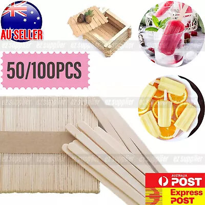 WOODEN CRAFT STICKS PADDLE POP POPSICLE Coffee Stirrers Ice Cream KID DIY HOT • $6.11