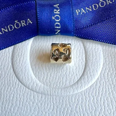 $260 • Buy Authentic Pandora 14k Gold Tunnel Of Love Open Hearts Charm #750299