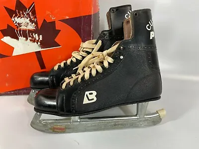 Vintage SHERBROOKE 144 Mens Black Leather Professional Hockey Ice Skates Size 12 • $74.99